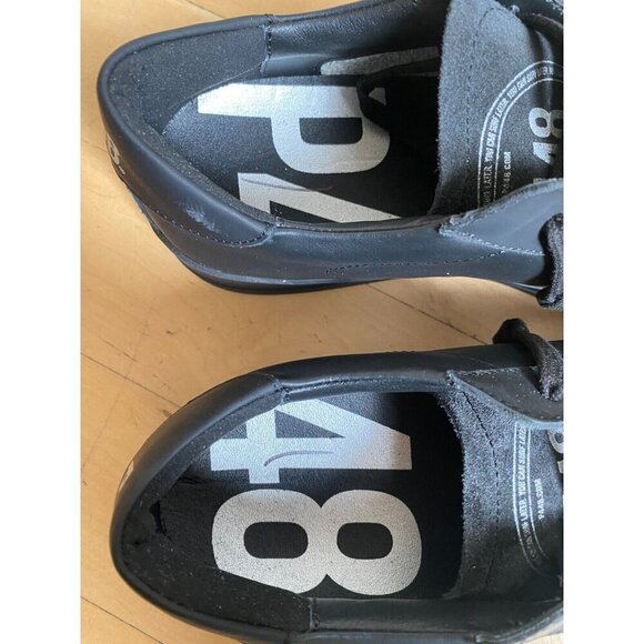 P448 "jack" all black sneakers mens Missized* 41 & 42 leather - Picture 7 of 10